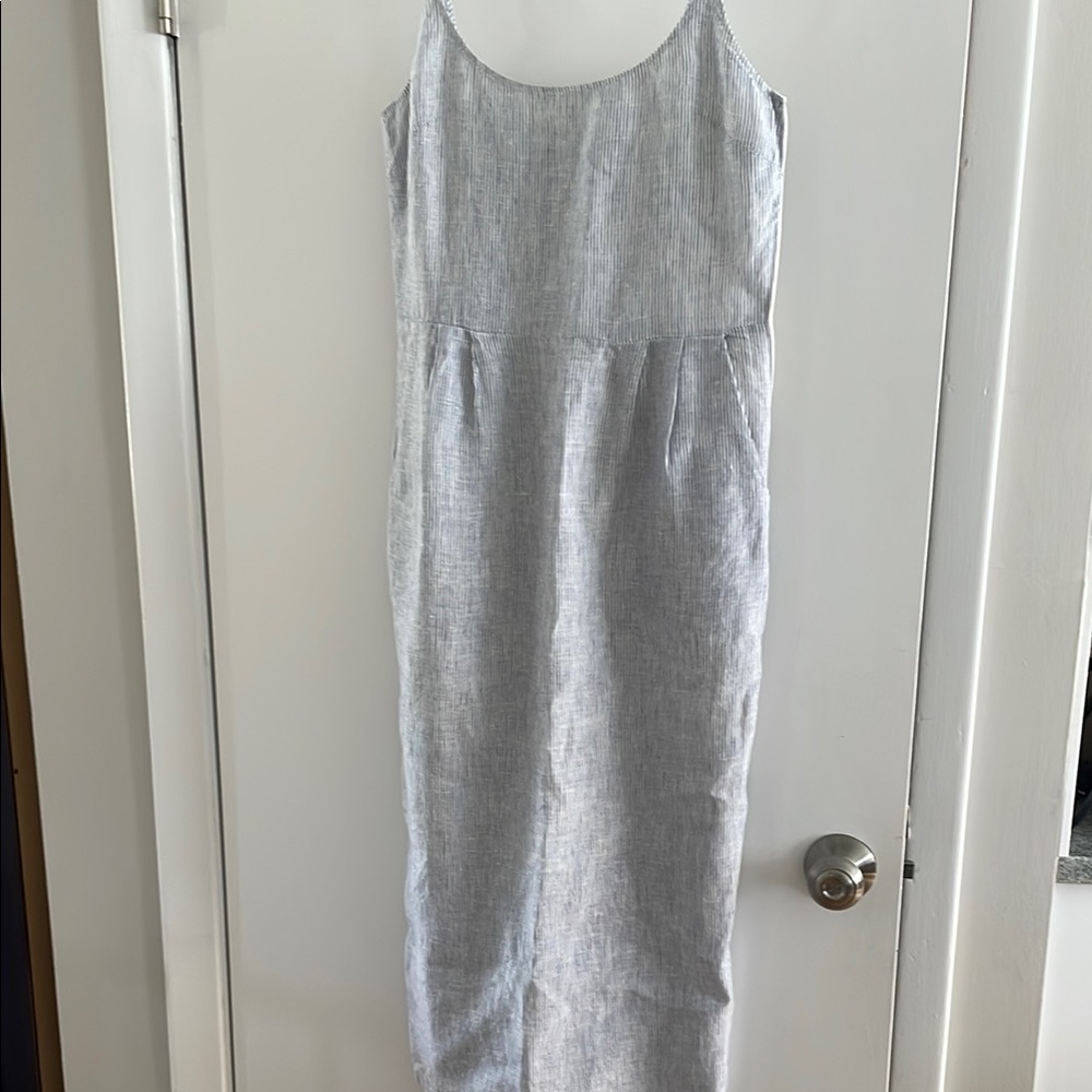 Quince 100% European Linen Scoop Neck Midi Dress